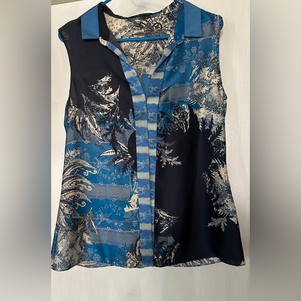 Elie Tahari Short Sleeve Silk Blouse